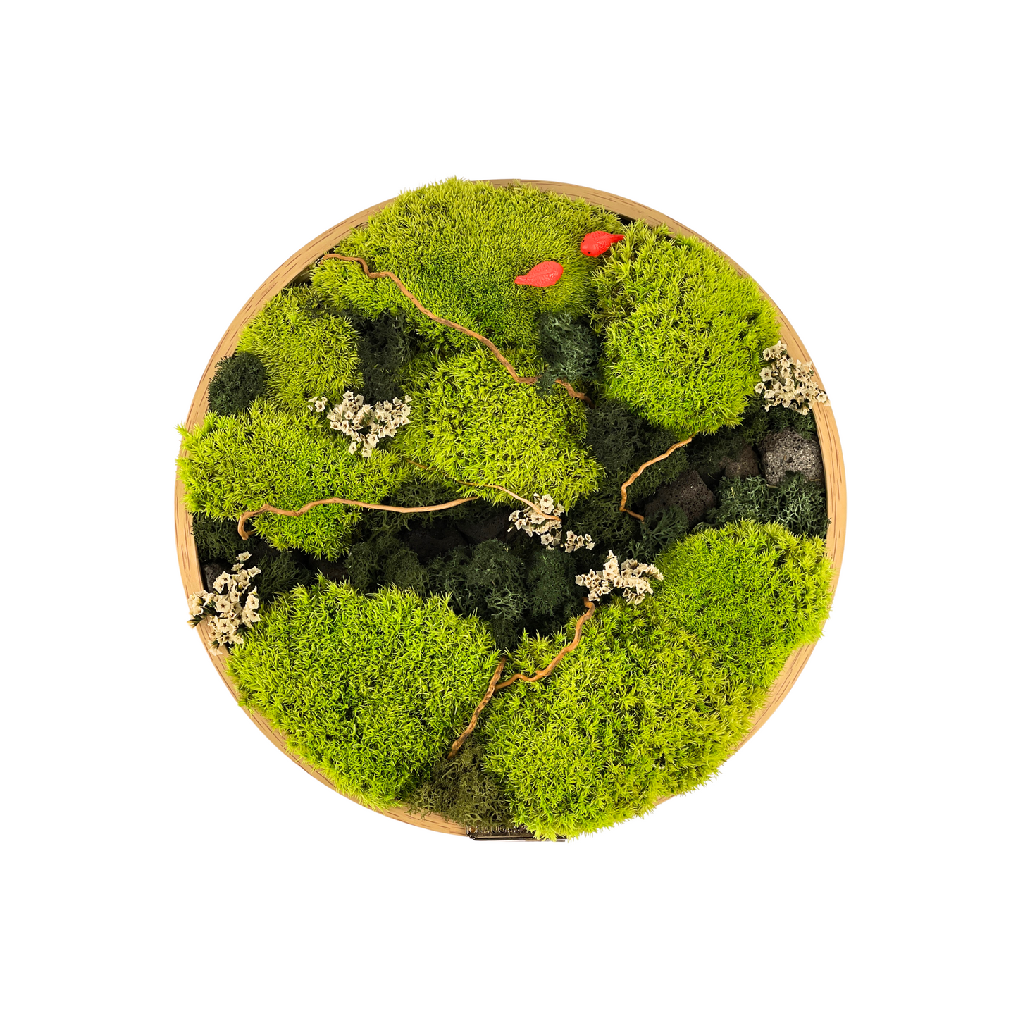30CM Preserved Moss Frame with Figurines